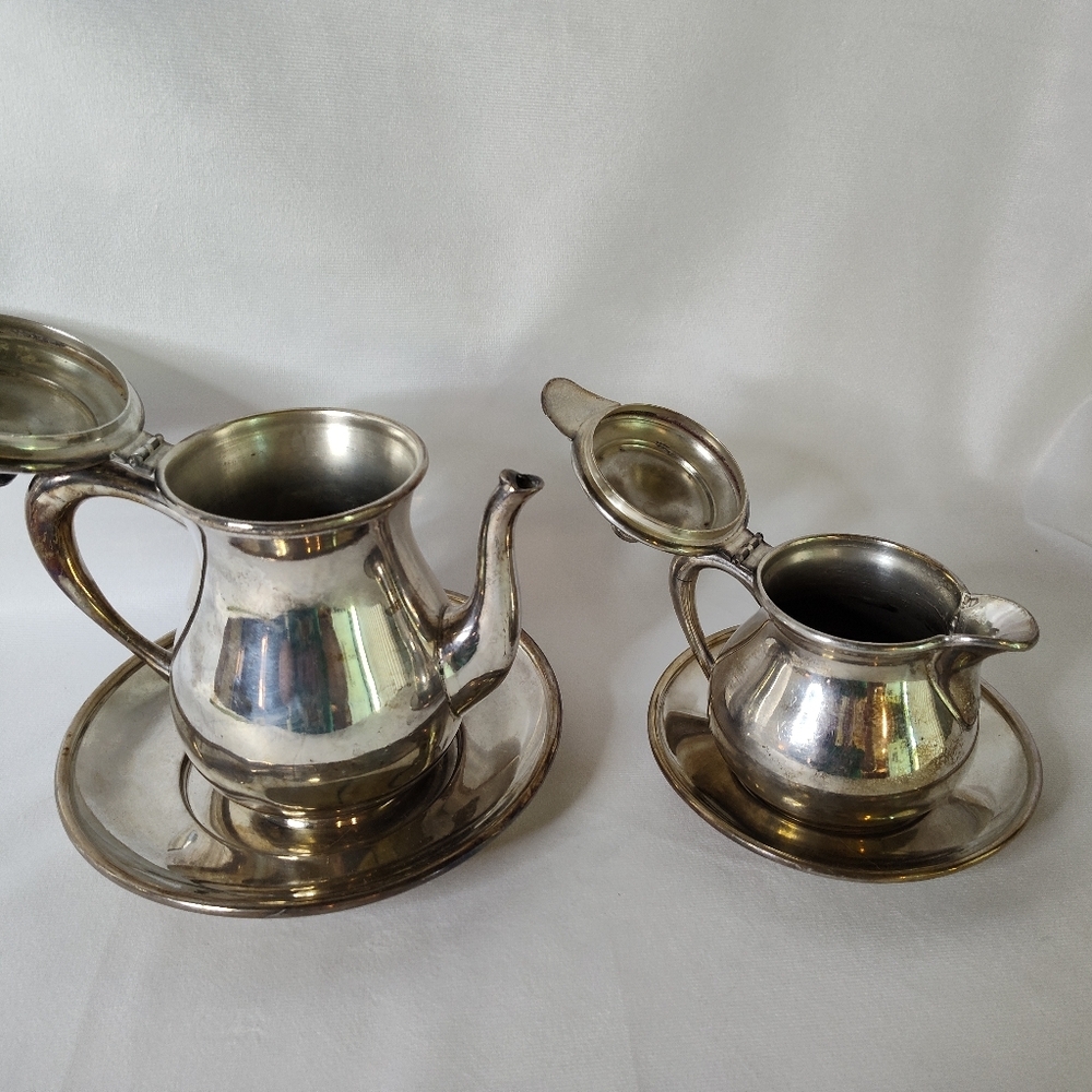 Antique (1850-1899) Rogers Silver Co Kettle And Creamer Set - Picture 3 of 10